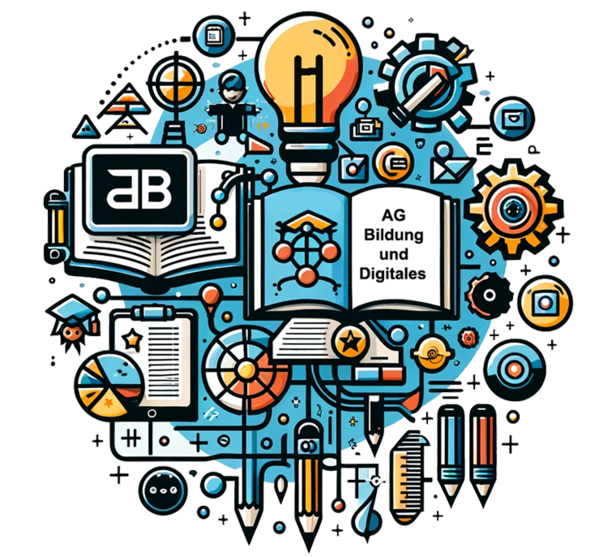 Illustration erstellt mit DALL-E und dem Prompt: "Logo für eine AG zum Thema Bildung und Digitales"
